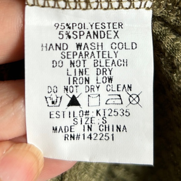 Maverick olive waffle knit peplum bell sleeve top - Picture 6 of 6